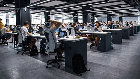 A busy modern office space