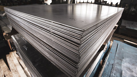 A pile of steel to be used in manufacturing