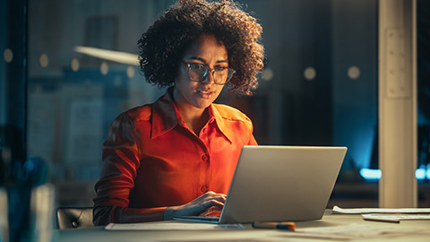 A person working on a laptop