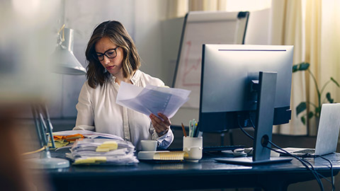 A person checking company policy documents