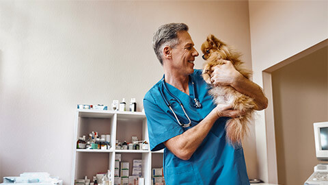 Thomas and Sheba at the veterinary clinic