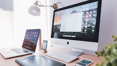 A multi-device setup on a desk