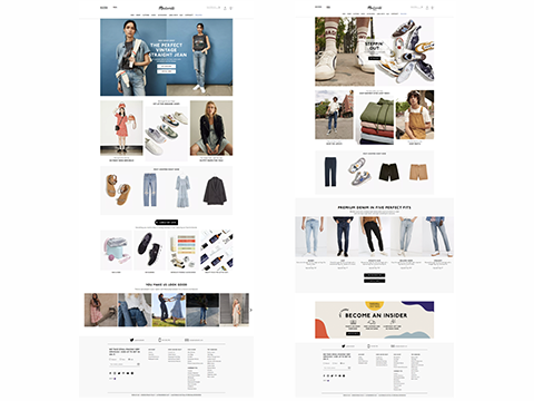 A comparison of the womens and mens Madewell web pages