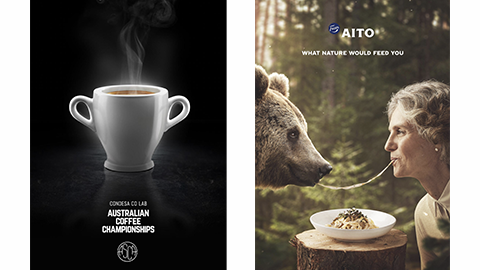 2 examples of centre-alignment in advertising