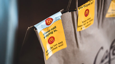 A close view of a McDelivery bag