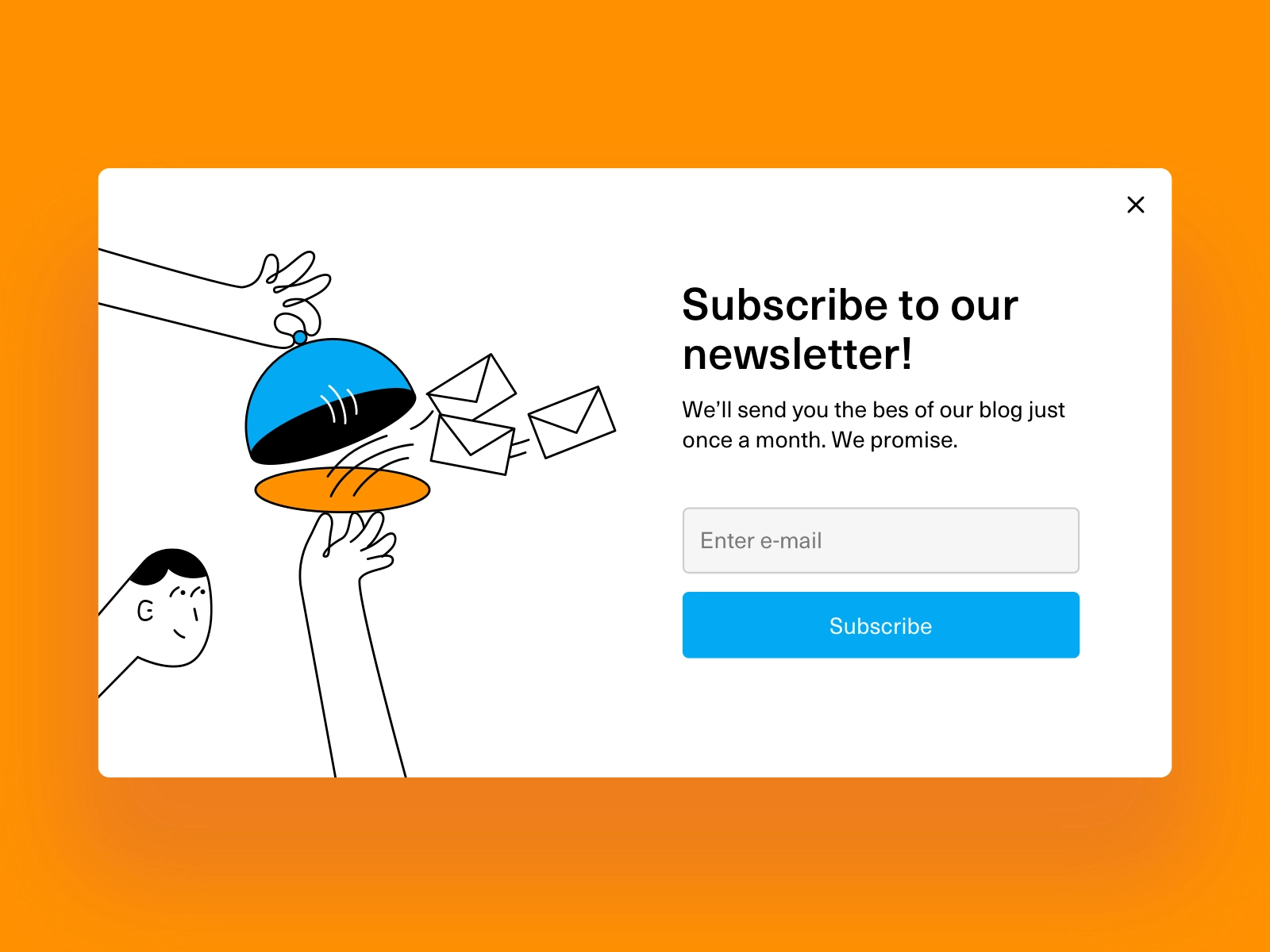 An example of a website's subscribe modal