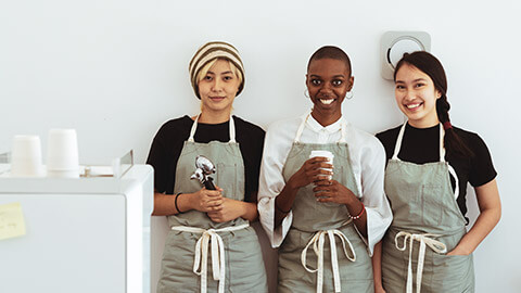 A cafe owner and 2 employees