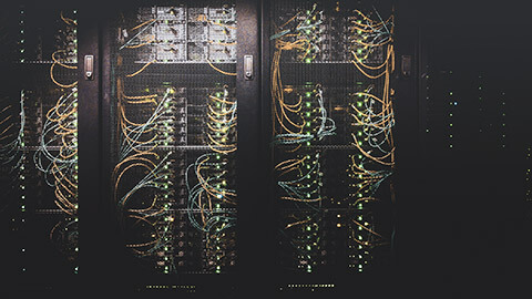 A high contrast image of a server cabinet