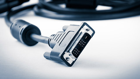 A close view of a DVI cable