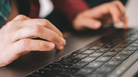 A close view of a laptop touchpad