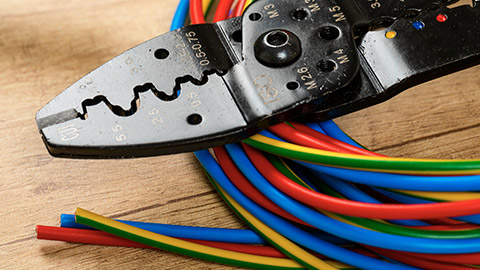 A pair of wire strippers sitting on a table