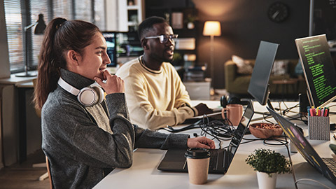 Two designers working in an office