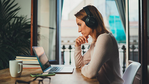 A student on an online meeting