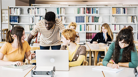 A diverse group studying together