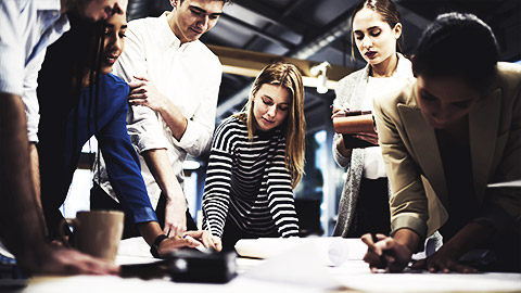 A group of people actively learning