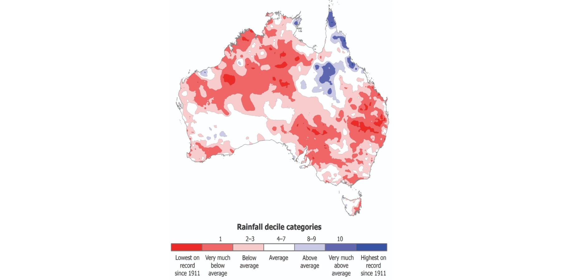 "Map of Australia show rainfall levels"