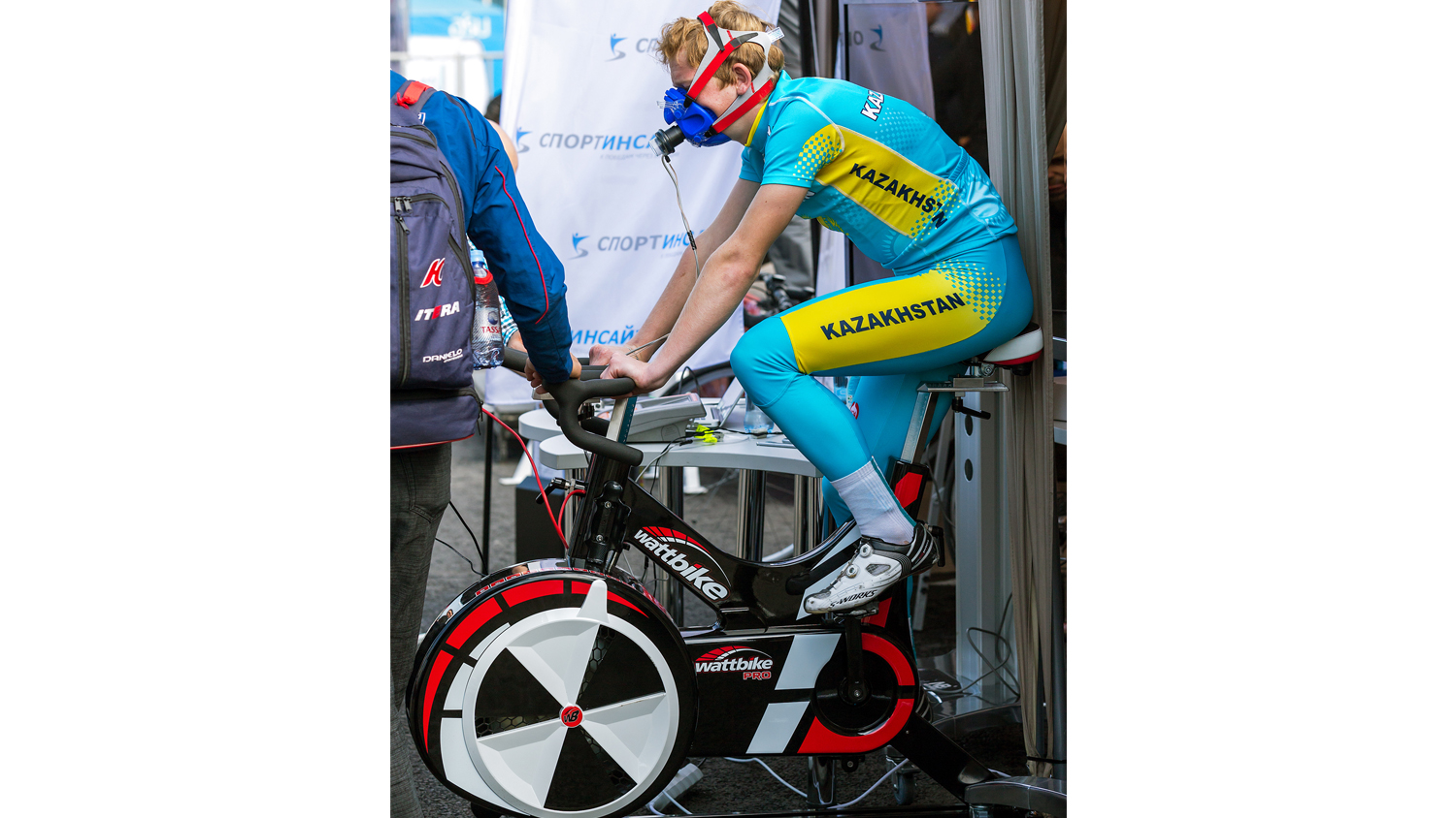 cyclist riding a wattbike