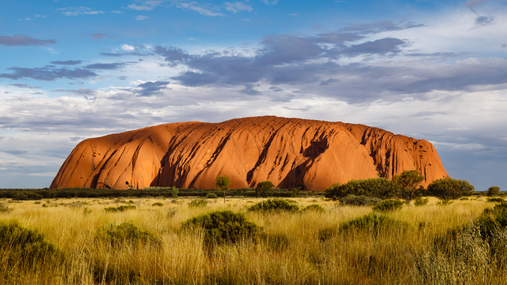 Uluru, Ayers Rock. A massive red sandstone rock in Northern Territory, Australia