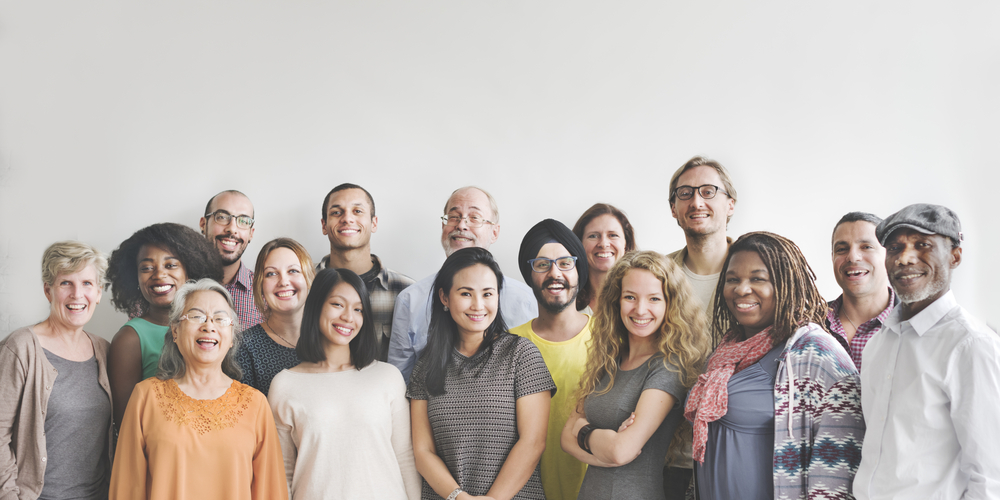 diverse group of people standing together