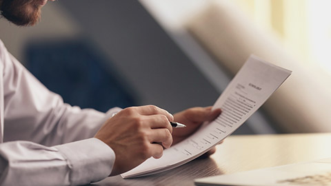 Businessman reading a document