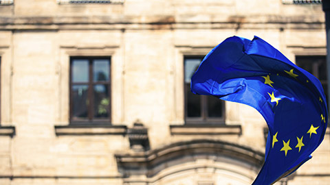 European Union flag waving in the wind