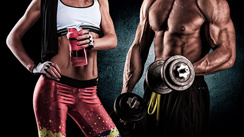 couple flexing in gym