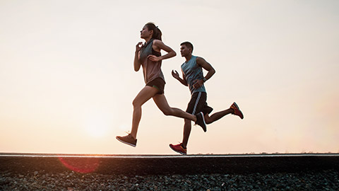 couple running outside