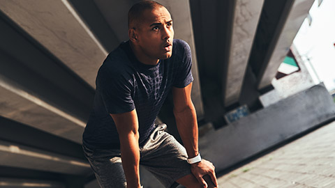 Young male sweating after hard workout