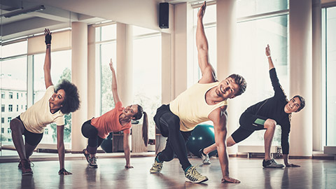 Group of people working out in a gym