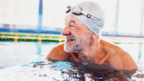 Mature man in a swimming pool