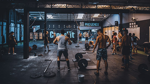 A busy gym interior view