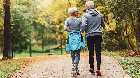 Elderly couple exercising