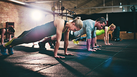 group doing pushups