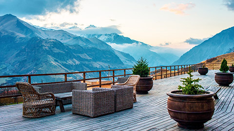 view from a resort in a mountain area