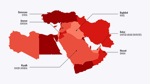 Map of Middle East region