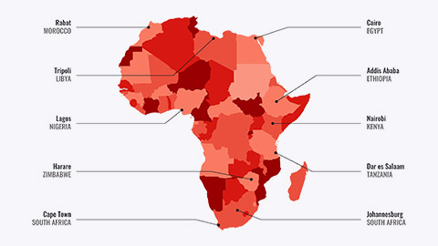 Map of African gateway cities