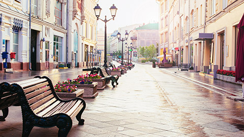 european city street view