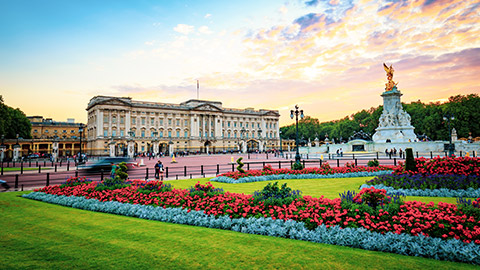 buckingham palace at sunset