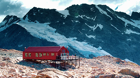 ski lodge in mountains