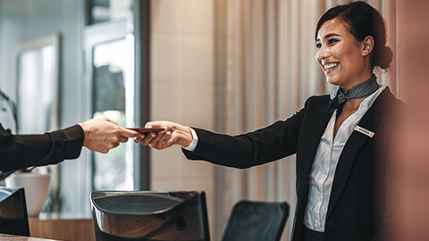 smiling hotel receptionist