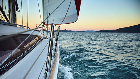 sailing boat at sunset