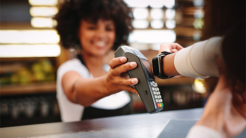 Customer paying on an eftpos terminal