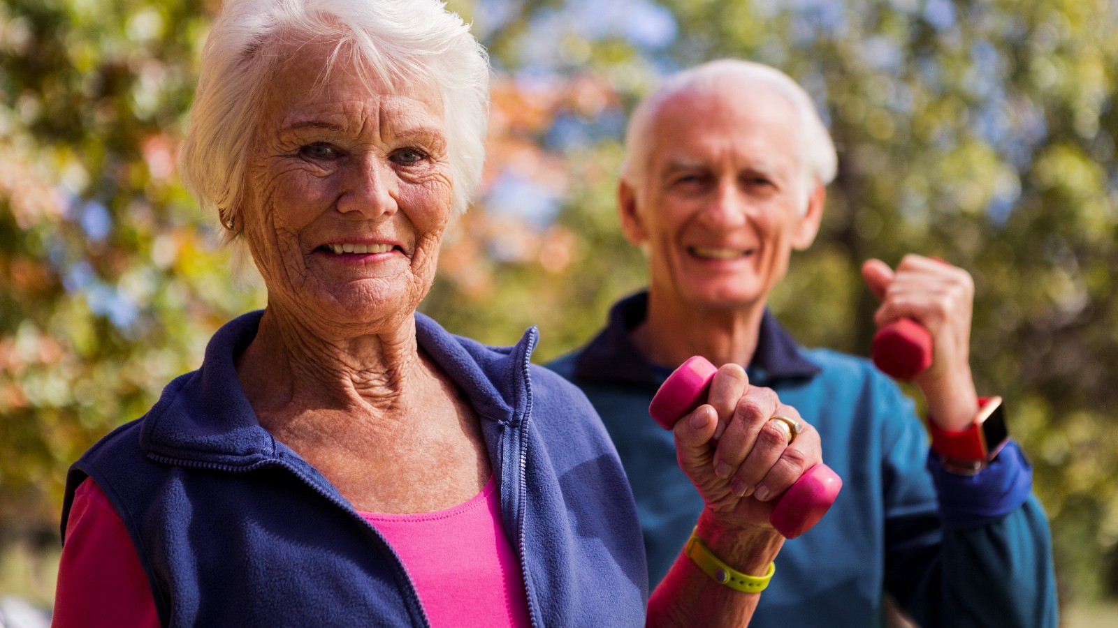 Elderly Couple Exercising