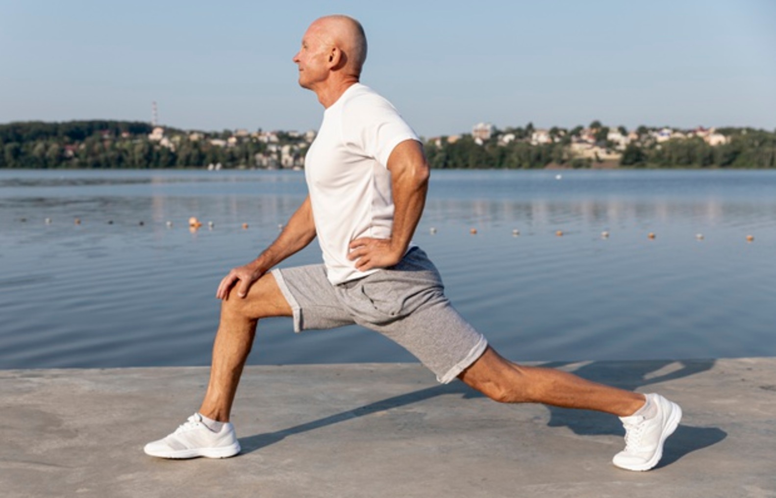 an older man doing stretching exercises