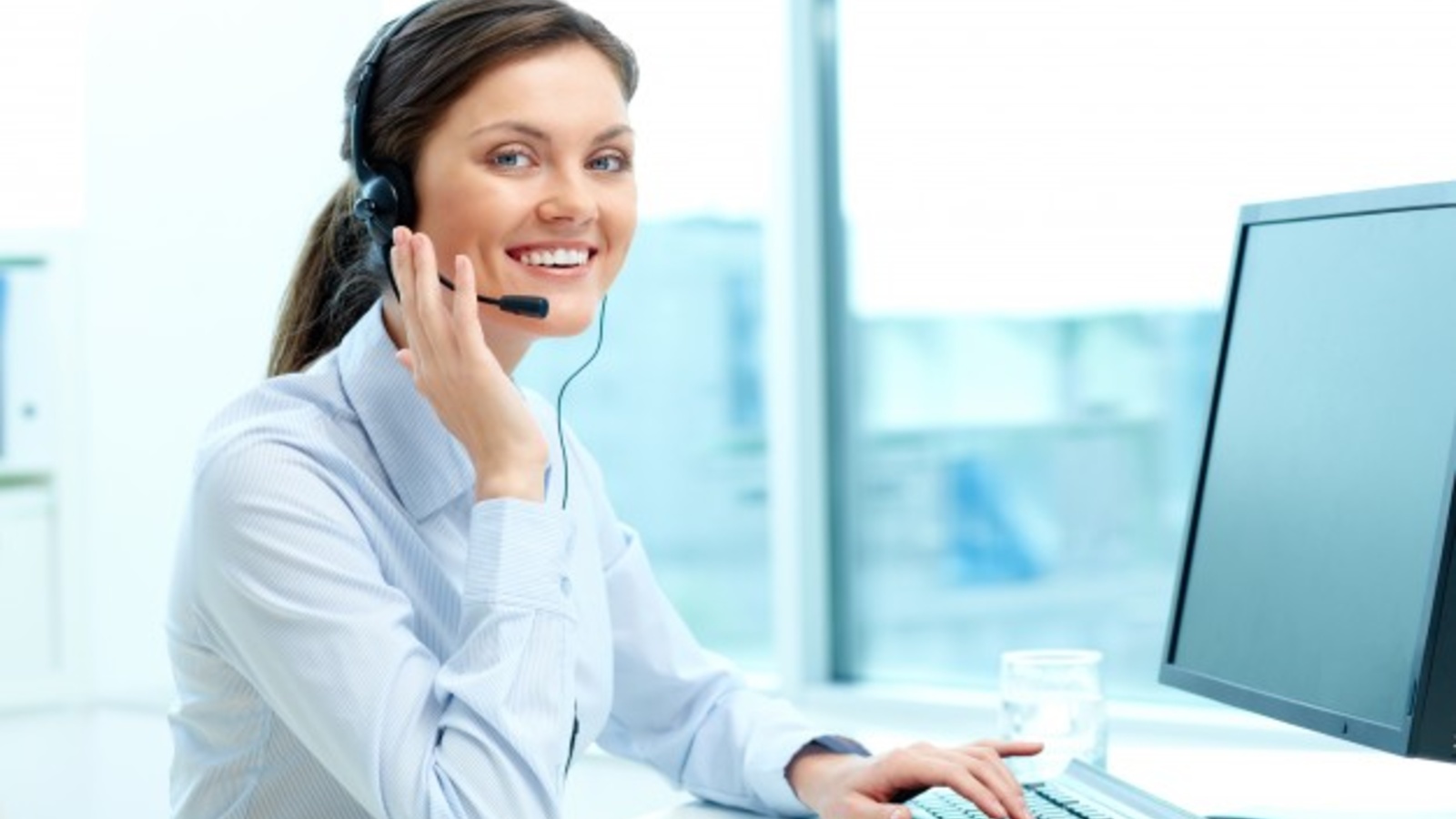 young business woman in call center