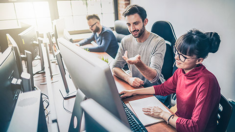 IT professionals working in an office