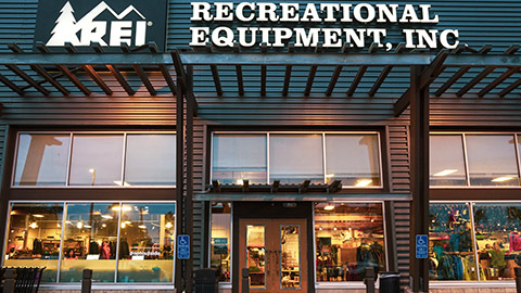 Exterior view of an REI store