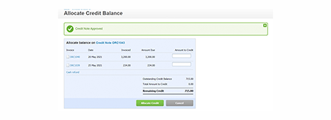 Image of allocate credit balance