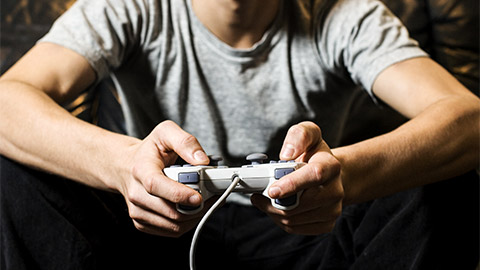 A man playing video games