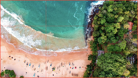 An aerial image demonstrating the rule of thirds